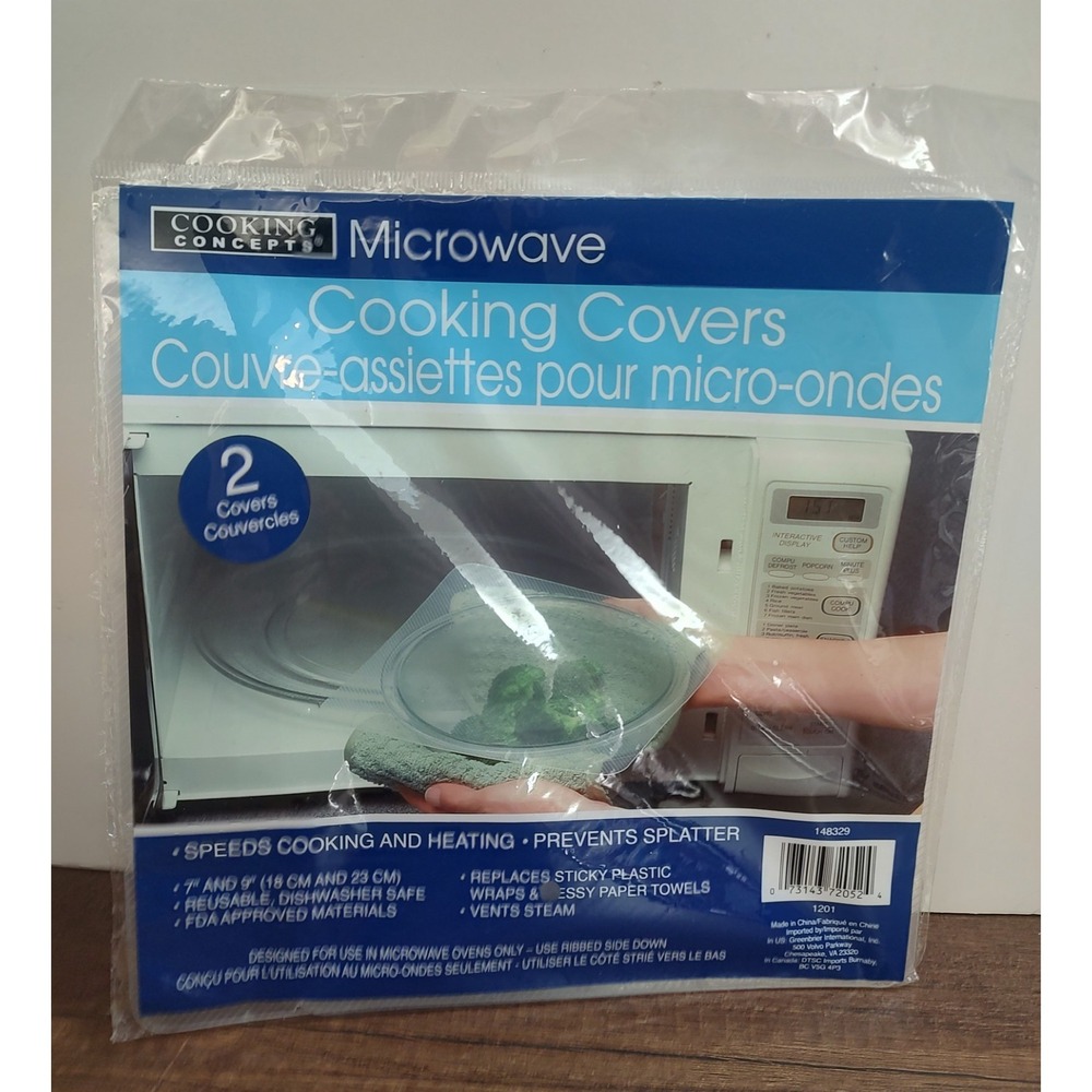 COOKING CONCEPTS MICROWAVE SAFE PLATE COVER 2 Sizes NOS 7" And 9" Reusable W73